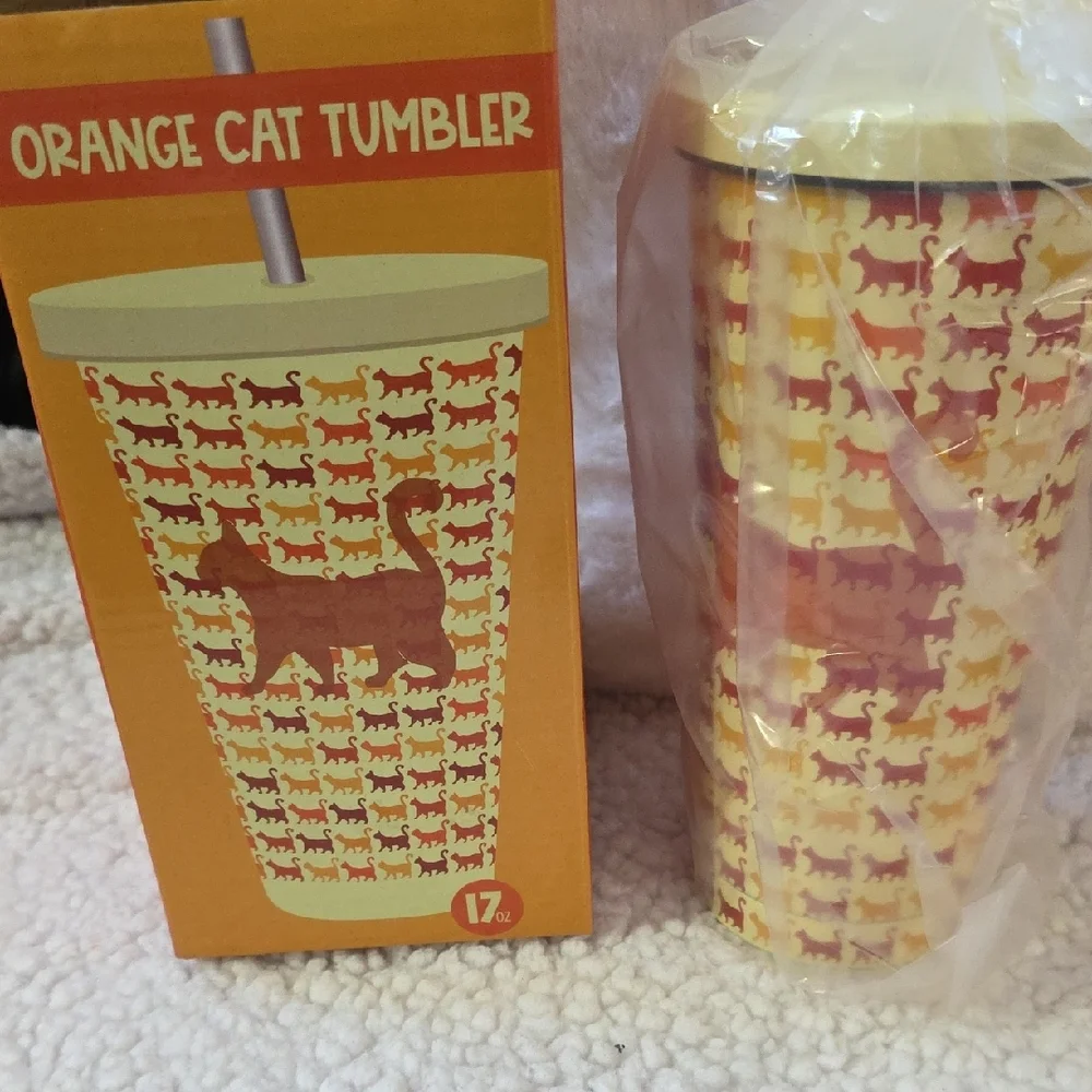 Orange Cat Tumbler - Fun Party Cup